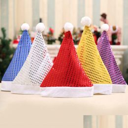 Christmas Decorations Sequin Hat Adt Kids Santa Claus Xmas Decoration Props Party Decorative Cap Drop Delivery Home Garden Festive Su Dh6Yv