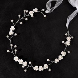 Hair Clips Bridal Headdress Wedding Ornaments Pearl Petal Handmade Soft Mori Department Fairy Hoop Girl Princess Birthday Pa