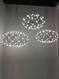 Pendant Lamps Postmodern Gypsophila Round Chandelier Living Room Dining Simple Personality LED Lamp Bead String Decorative