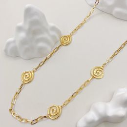 Chains YVE Fashion Vintage Temperament Stainless Steel Necklace Plated 14K Gold Spiral Stitching Hip Hop Trend Sweater Chain Jewellery