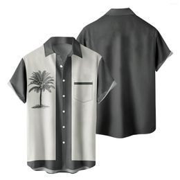 Men's Casual Shirts Mens Fashion And Leisure 3D Digital Printing Buckle Pocket Lapel Short Sleeve Shirt Top Retro Breathable Flower
