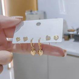 Stud Earrings Prevent Allergy Set Bride Jewellery Charm Women Trendy Elegant Sparkling Zircons LOVE Heart Wedding Accessories