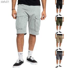 Men's Shorts Cargo Shorts Men Spring Summer Breeches Cotton Bermuda Solid Denim Casual Multi-Pocket Pants Clothing Mens Cargo Short L230520