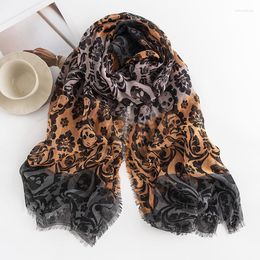 Scarves Spring Autumn Cotton Hijab Flower Print Headscarf Baech Style Bufanda Women Casual Shawl And Wraps Pashmina Foulard Echarpe