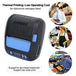 Printers All in One 80mm Label Receipt Printer Thermal Portable Bluetooth Printer Support Windows Android IOS POS Mobile Barcode Printer