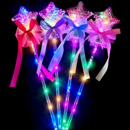 1PC Kids Colorful Glowing Sticks Flashing Heart Star Butterfly Girls Princess Fairy Wands Party Cosplay Props Light Up Toy Stick