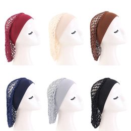 Women Stretchy Wide band Soft Rayon crochet Hairnet hair snood mesh net Headbands Knit Hat Cap Lady Turban Hair Accessories