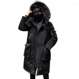 Men's Down Brilliant Winter Coat Long Thick Parka Warm Big Fur Collar Hooded Windproof Jacket Clothes For Men Youth Boys(S-3XL)