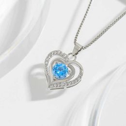 Copper Gem Stone Fashion Jewellery Heart of the Ocean Beating Blue Heart Diamond Necklace for Women