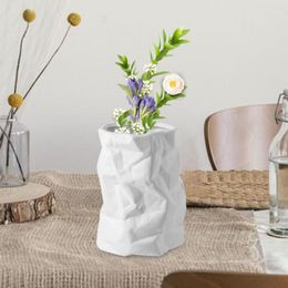 Vases Crumpled Ceramic Vase Modern Art Elegant Handicraft For Home Decor Ornaments