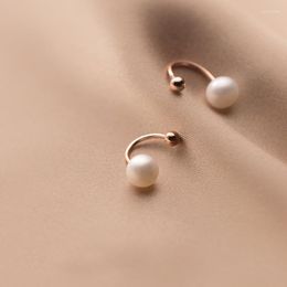 Stud Earrings MloveAcc 925 Sterling Silver Rose Gold Beads Pearl Studs For Women Piercing Minimalist Jewelry Girl Accessories