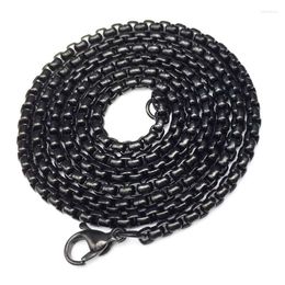Chains 24 Inch Unisex Mens Womens Chain Black Stainless Steel Round Box Link Necklace Wholesale