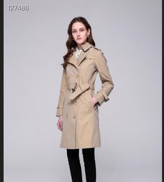 HOT CLASSIC! fashion England brands design trench coat/high quality thick cotton middle long style trench/ladies trench for spring and autum ChelS-M450 size S-XXL