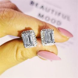 Stud Earrings DIWENFU Genuine 925 Sterling Silver Moissanite Jewelry Earring For Women Bohemia Aros Mujer Oreja Square