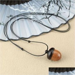 Pendant Necklaces Vintage Screwable Ebony Acorn Gawu Box Long Necklace Pine Cone Design Drop Jewelry Delivery Pendants Dhdo6