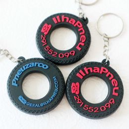 American style soft rubber three-dimensional keychain with double-sided rubber tires PVC soft rubber keychain motorcycle gift pendant