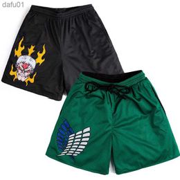 Men's Shorts Attack On Titan Anime Shorts Summer Beach Swim Shorts Men Sports Gym Running Shorts Print Male Breathable Fitness Short Pants L230520