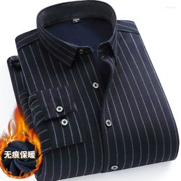 Men's Casual Shirts Winter High End Male Smart Fleece Thickened Warm Medium And Old Age Loose Size Turn-down Collar Shirt Men Clothing