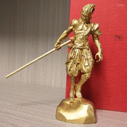 Decorative Figurines Antique Retro Brass SunWuKong Monkey King Office Desktop Decoration Miniature Car Ornament Bronze Home Decor