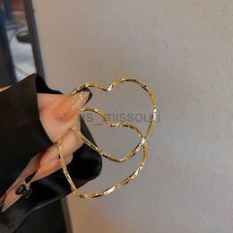 Stud Fashion Big Heart Trendy Hoop Earrings for Women Bijoux Geometric Rhinestones Earrings Statement Jewellery Gifts J230529