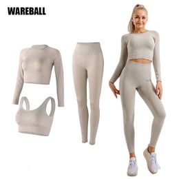 Yoga Outfit Women's Sportswear Yoga Set Workout Clothes Athletic Wear Sports Gym Legging Seamless Fitness Bra Crop Top Long Sleeve Yoga Suit 230526