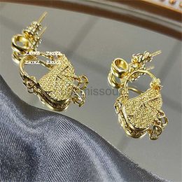 Stud French Retro Metal Saddle Bag Personality Shape Ear Studs Small Fragrance Letters Tassel Earrings Female Accessories J230529