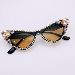 Sunglasses 2023 Baroque Cat Eye Crystals Sexy Girls Sun Glasses Rhinestone Women Shades For Party Feminino