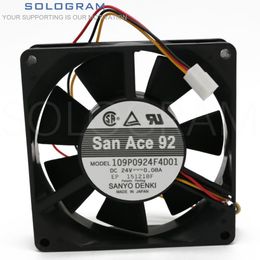 Pads 1Pcs Brand New for SanAce92 SANYO DENKI 109P0924F4D01 9225 92*2*25MM 24V 0.08A 3pin Inverter Server Cooling Fan