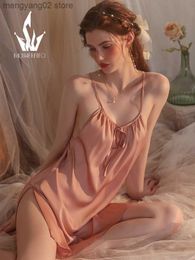 Sexy Pyjamas Sexy Lingerie Nightdress for Women Sleepwear Swing Collar Private Room Pajamas Solid Color Sling Sleeping Dress Female Nightgown T230529