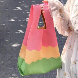 Evening Bags Summer Vest Hand For Women Harajuku Three Colors Small Handbags Knitted Woven Shopper Bag Large Capacity Tote Purses