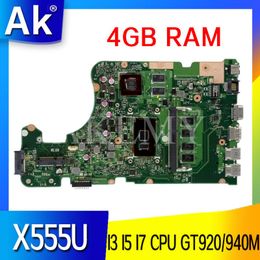 Motherboard X555UJ Notebook Mainboard 4GB RAM I3 I5 I7 CPU V2G GT920M GT940M for ASUS X555UF F555U X555UB X555UQ X555U Laptop Motherboard