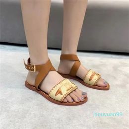 Designer Slippers sandals Fashion Women Slippers one-word lace-up Flat sandals luxury sandals and Designer slipper 35-41