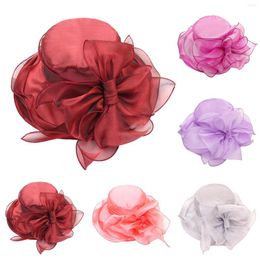 Wide Brim Hats Spring Summer Mesh Sunshade Hat Flower Temperament Wedding Dress Sun Dome Large Fashion For Garden Men