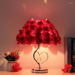 Table Lamps Rose Flower Lamp Wedding Home Decoration LED Night Light Heart Shape Bedside Desk Christmas Gift Lighting Fixture