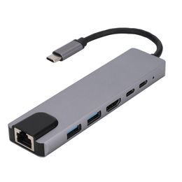 Stations USB C HUB Docking Converter USB 3.0 4K HDMIcompatible TypeC 100W PD Charging Adapter RJ45 Multi USB Station For MacBook Pro