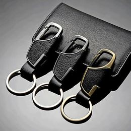 Men's PU Leather Keychain Anti-Lost Business Heavy Duty Metal Car Keyrings Simple Waist Hanging Keys Holder For Boyfriend Gifts