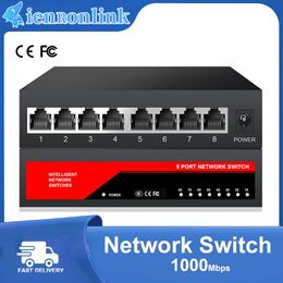 Control IENRON 1000 Mbps Switch 8 Ports Gigabit Network LAN RJ45 Hub Smart Ethernet Switcher IEEE802.3at/af 5V for IP Camera/WiFi Router