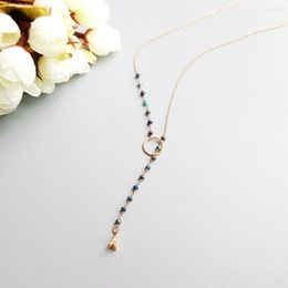Chains Lii Ji Chrysocolla Natural Stone Handmade Chain Necklace Eiffel Tower Charm Long Open Delicate Jewellery For Women Gift