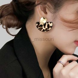 Stud Black Leopard Print Fashion Geometric Earrings New American Style Boho Style Scalloped Leopard Print Earrings Fashion Ear Studs J230529