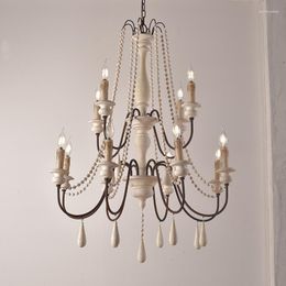 Chandeliers Living Room Decor Wood Chandelier Led Candelabro Dining Clothing Shop E14 Candle Lamp Garden Pendant Fixture