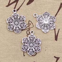 12pcs Charms Flower 32x24mm Antique Bronze Silver Color Plated Pendants Making DIY Handmade Tibetan Bronze Silver Color Jewelry