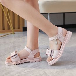 Sandals Summer New Girls Kids Fashion Sandals Children's Soft Soles Anti-skid Open-toe Beach Shoes Wave Point Shine Party Shoes