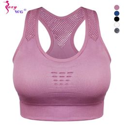 Bras SEXYWG Top Athletic Running Sports Bra Brassiere Workout Gym Fitness Women Seamless High Impact Padded Underwear Vest Tanks J230529