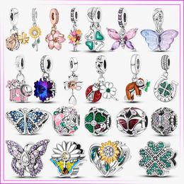 2023 New 925 Sterling Silver Charm Beetle Pendant, Used for Primitive Pandora DIY Bracelet Flower Grass Fairy Palm Tree Plant Bead Gift Female Jewellery 1