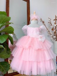 Girl Dresses Sweet Tiered Baby Girls Puffy Tulle Children Pageant Ball Gown Kids Birthday Communion