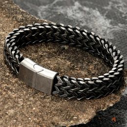 Link Bracelets 5PCS Steel Chain Men Bracelet Punk Hand Accessories Magnetic Clasp Vintage Wristband Male Jewelry Wholesale Christmas Gifts