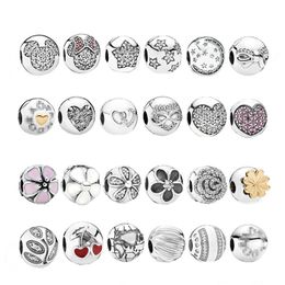 925 Pounds Silver New Fashion Charm Original Round Beads, Love Starlight Brilliant Circular Fixed Clip String Scattered Beads, Compatible Pandora Bracelet, Beads