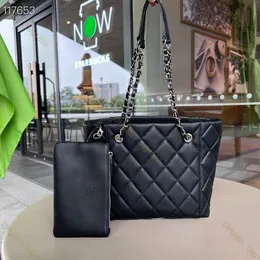 Luxury Designer Women's Bag 23C New Shopping Bags Classic Diamond Pattern Caviar Pattern Leather Tote Bag Fashion Woven Chain One Shoulder Mother Child Bags AS3348
