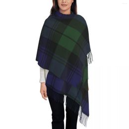 Scarves Black Watch Tartan Clock Green And Blue Tassel Scarf Women Winter Fall Warm Shawls Wraps Female Clans Of Scotland