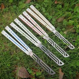 White Nautilus balisong Butterfly trainer knife Channel aluminum+G10 Handle 440 blade Bushing system tactical folding Edc knife